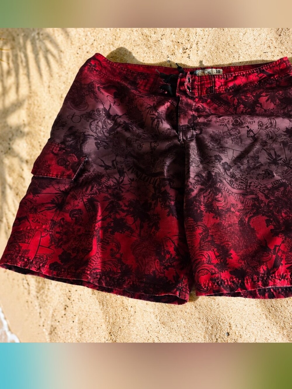 OP Red and Black Patterned Hybrid Shorts
